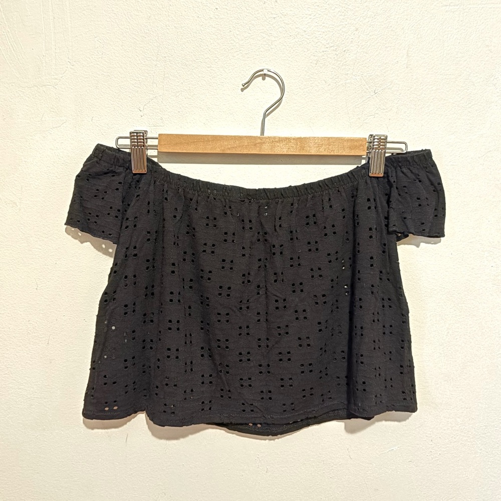 Zara Off the Shoulder Eyelet Crop Top